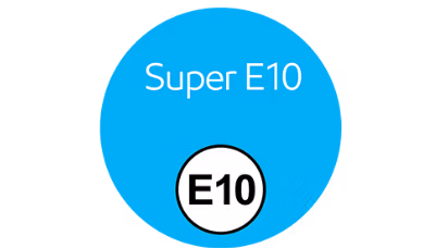 Bild blauer Kreis mit Aufschrift Super E10