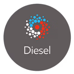 Bild grauer Kreis mit Aufschrift Diesel