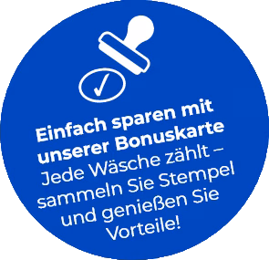 Sticker blau mit Aufschrift Einfach sparen mit unserer Bonuskarte